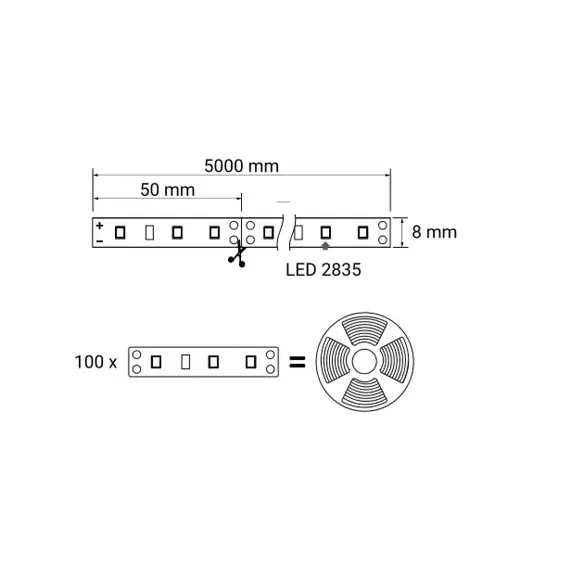 Лента светодиодная с трансформатором 8х50 мм, 2650 мм, IP20, хол.белый - 7