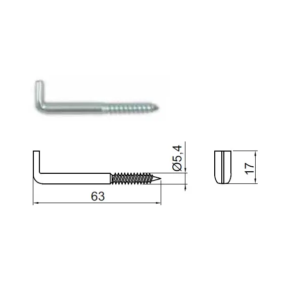 Крюк-шуруп Г-образный 5,4х63 арт.585.5463.40 - 3