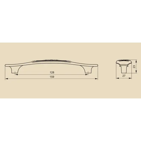 Ручка скоба для мебели Sagittario FS-129 128, 128 мм, серебро прованс/9003 белый матовый (ТЗ). - 3
