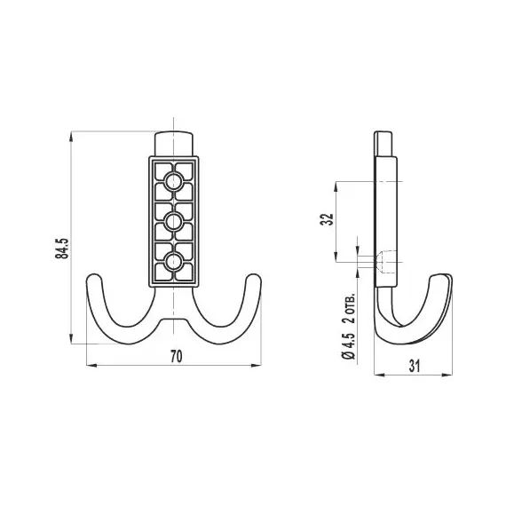 Крючок FK-010 010 Cr матовый (ТЗ) - 3