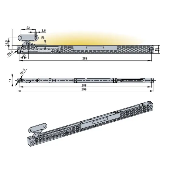 Доводчик Titus Slidix TE для раздвижных и душевых дверей 60 кг арт.975-9483-380-00 - 4