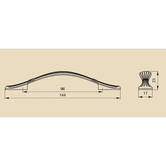 Ручка скоба для мебели Sagittario FS-135 096, 96 мм, бронза старая (ТЗ). - 4