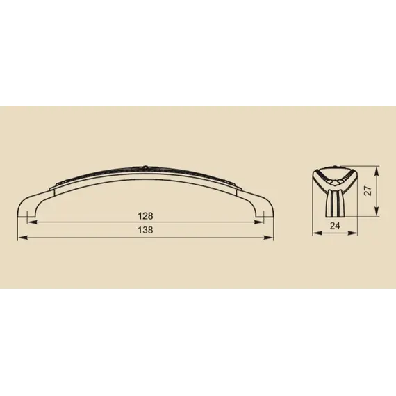 Ручка скоба для мебели Sagittario FS-138 128, 128 мм, бронза полированная/белый (ТЗ). - 3