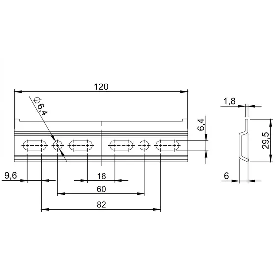 Шина для навесов 120х6х29,5 мм арт.258.1200.40 - 6