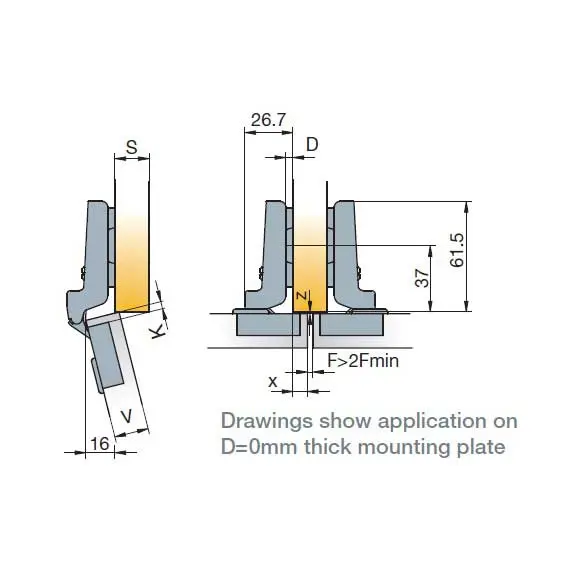 Петля мебельная Titus B-Type 90 градусов с шурупами 4x12 мм 110/48/9 мм арт.248-0M03-050-TL - 4