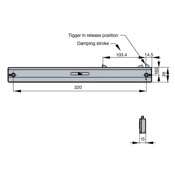 Доводчик Titus Slidix TB для шкафов с раздвижными дверьми 40 кг арт.975-9492-380 - 39