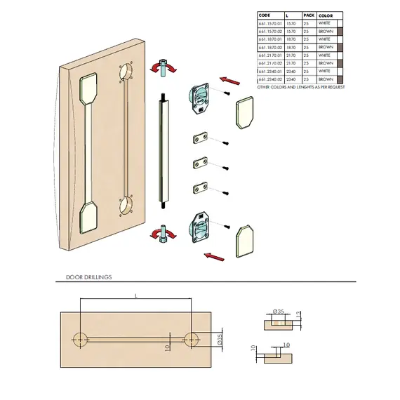 Выравниватель фасадов мебели Metalimpex 1570 мм коричневый. Арт: 661.1570.02 - 6