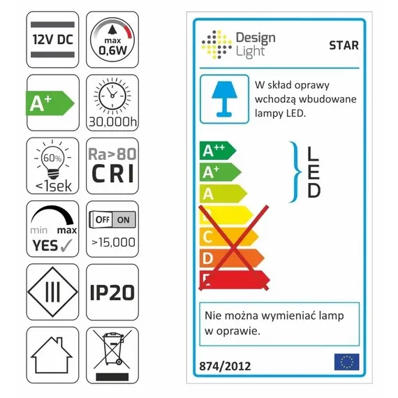 Светильник LED STAR 0,6W 12VDC 6000К, провод 2 м, хром арт.STAR-CH-60K-01 - 29