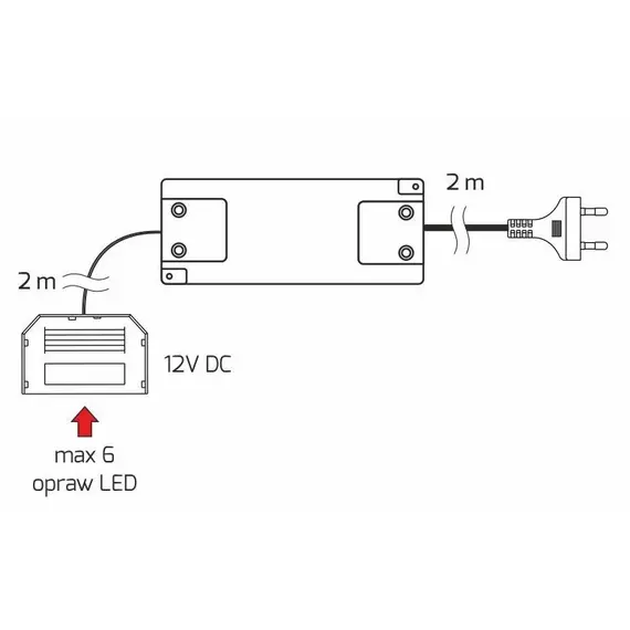Блок питания LED STANDARD PLUS 16W 12VDC, черный провод 4 м, ручной выключатель, разветвитель 6 гнезд арт.U12-016-SP-2C1-206 - 6