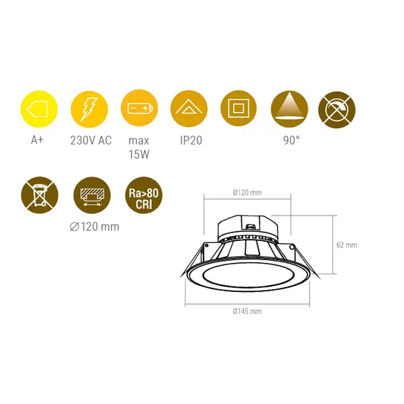 Светильник LED APOLLO 15W 230VAC 4000К арт.APOLLO-15-40K-01 - 5