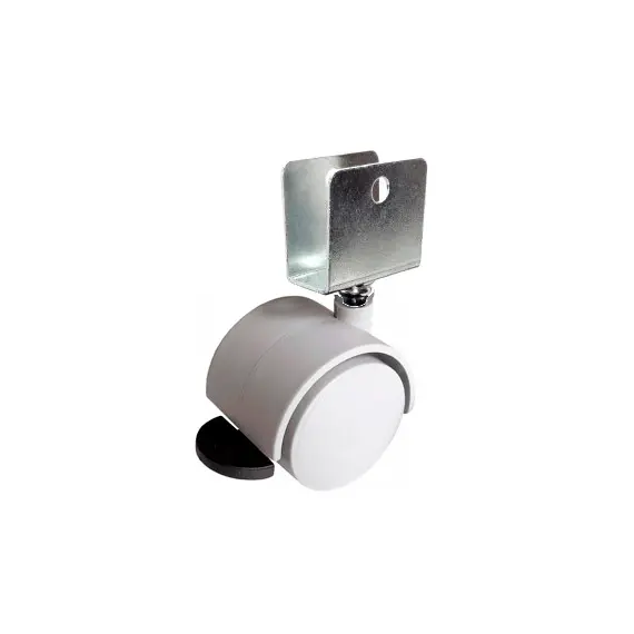 Опора колесная ОК 1 белая с U-образной пятой с торм. м/х арт.ОКП50-ПТ-МХ