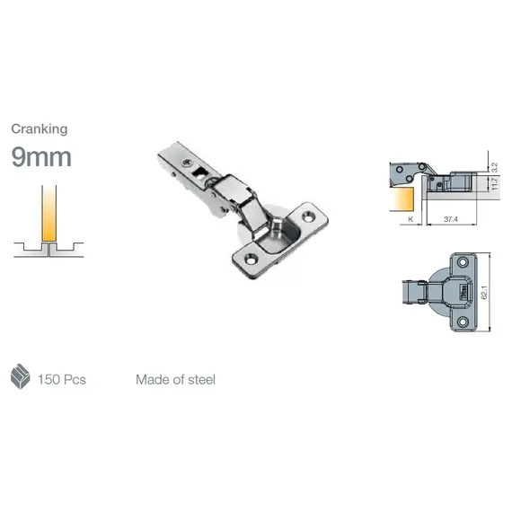 Петля мебельная Titus T-Type 90 градусов 110/48/9 мм с cистемой ускоренной сборки Easy-fix арт.702-0CL4-650-00 - 37