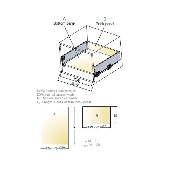 Выдвижной ящик Tekform Slimline Tacto DW145 450 мм, белый арт.655-8G62-150-00 - 11