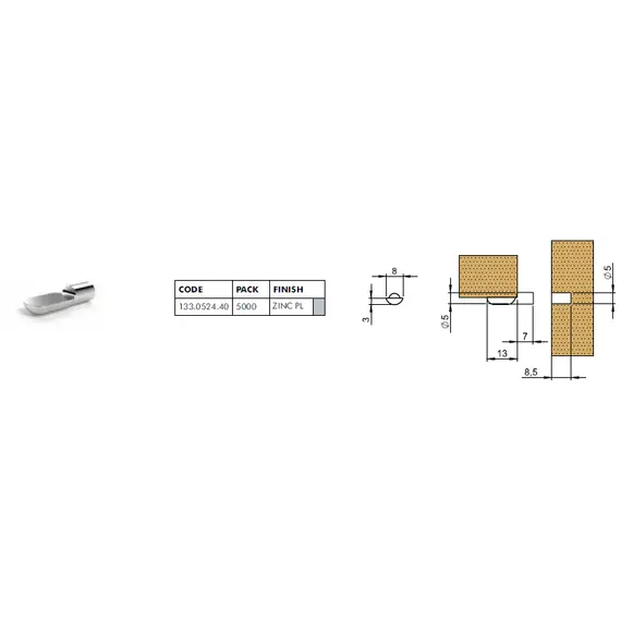 Полкодержатель для полок Metalimpex Shelf support 5х24 мм zink plated позолоченый. Арт: 133.0524.40 - 12