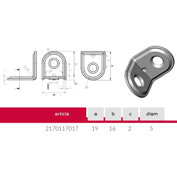 Уголок крепежный 19х19 мм (цинк) арт.2170117017Z - 6
