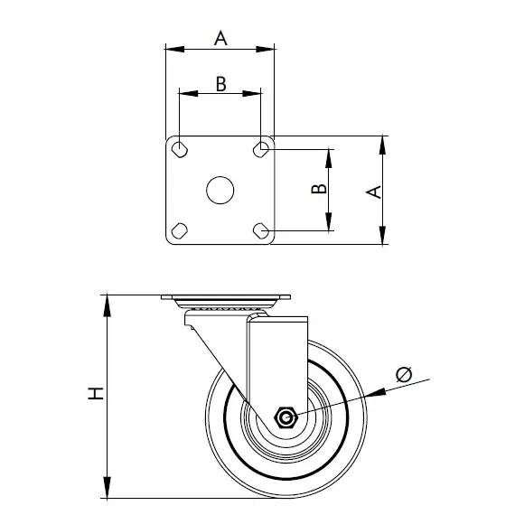 Опора колесная D75 мм с пластиной 65*65 мм арт.1856.0720.40 - 5