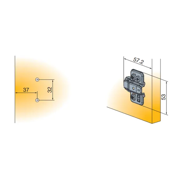 Монтажная планка петли T-type F0 мм крест., регул. эксцентрик, винты 6,3х15 мм Арт: 700-0KC0-650-00 - 9