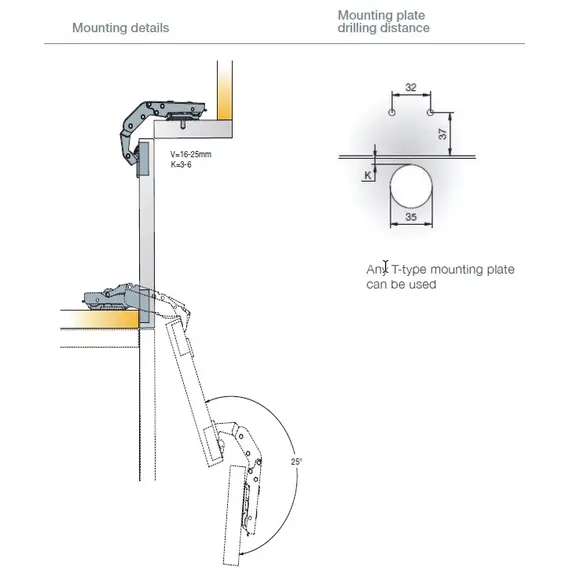 Петля T-type для складных фасадов 70/52 мм арт.721-0PM0-650-00 - 17