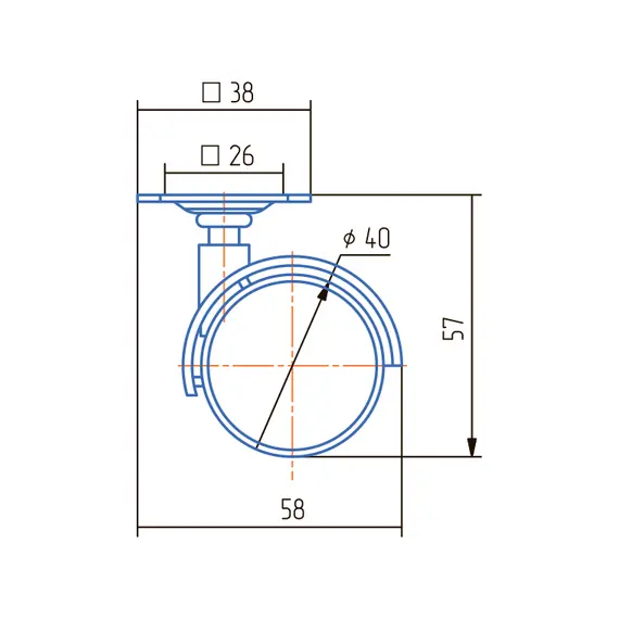 Опора колесная ОК40 мм  с  пятой бежевая - 4