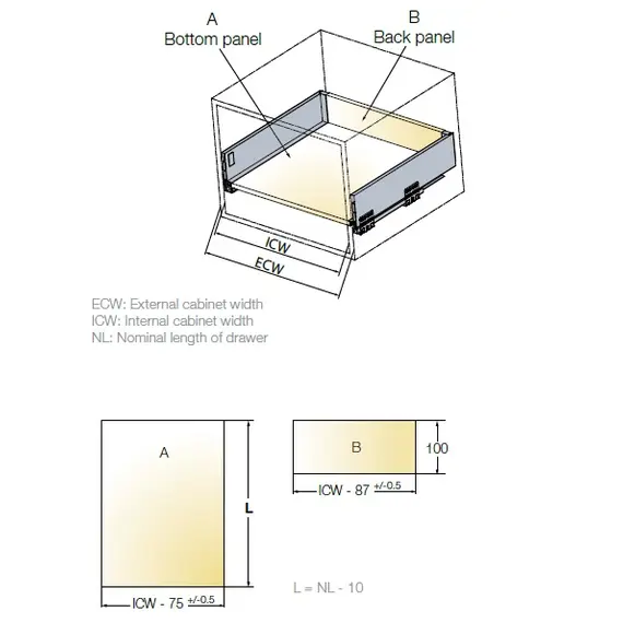 Выдвижной ящик Tekform Slimline Tacto DW100 450 мм, белый арт.655-8F62-150-00 - 5