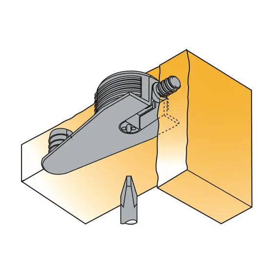 Эксцентрик мебельный распорный с фиксатором Titus System 6 Quickfit-Expando установка сбоку и сверху для плиты 16 мм пластик серебро. Арт: 006443-861-001 - 38