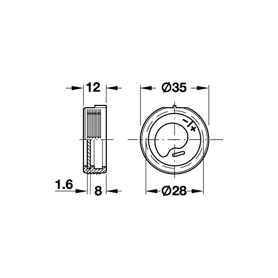 Навес врезной регулируемый D35х12 мм пластик (черный) арт.125.3500.03 - 15