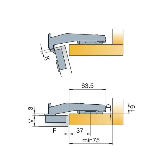 Петля мебельная Titus S-Type для фальшпанели 110/52/18 мм. Арт: 248-0748-050-ST - 24