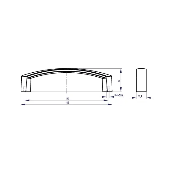 Ручка скоба для мебели Валмакс FS-177 096 St, 96 мм, сатин светлый. - 9