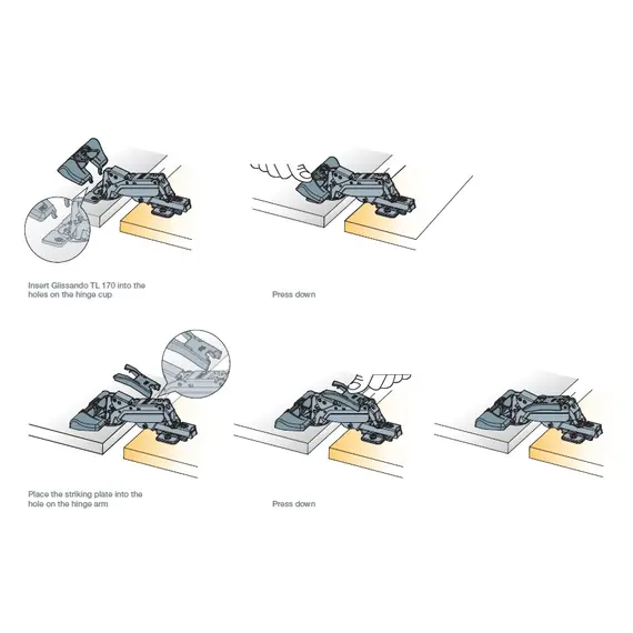 Доводчик (демпфер) мебельный Titus Glissando TL 170 механизм мягкого закрывания петли. Арт: 951-0F15-650-00 - 28