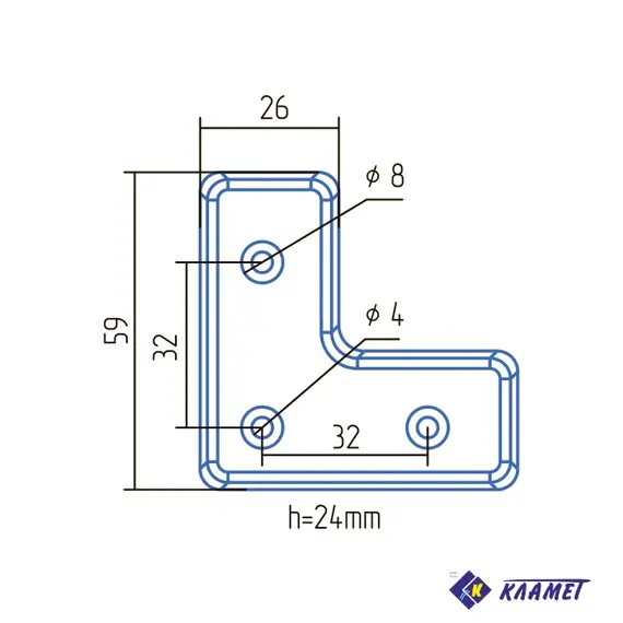 Опора ОСУ-24 стационарная угловая Н 24 мм бук - 6
