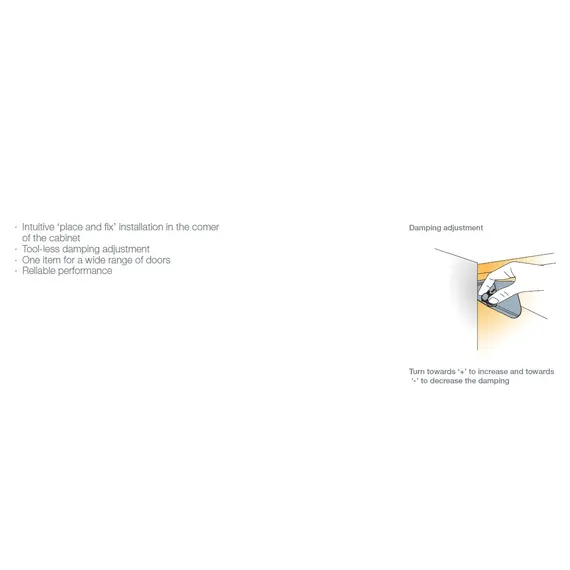 Демпфер мебельный угловой для полунакладных петель Titus Glissando CR серый регулируемая зона + 5 мм. Арт: 972-0X34-380-00 - 12