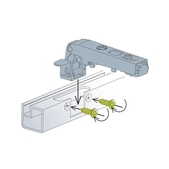 Петля мебельная Titus S-Type для алюминиевого профиля профиля прямого корпуса 90 градусов 110/28/0 мм с винтами. Арт: 950-0T27-050-00 - 24