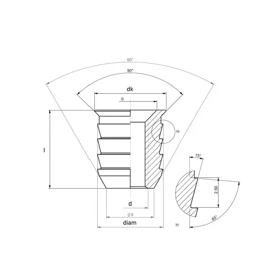 Футорка метал. М6 Х 13 арт.682A006013Z - 5