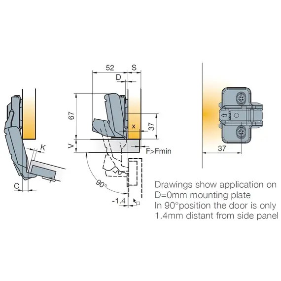 Петля T-type 170/52/0 мм арт.702-0EM0-054-00 - 15
