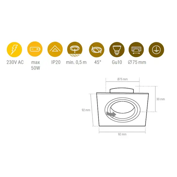 Комплект светильник COSTA (без LED) + розетка GU10, черный арт.COSTA-CZ-01 - 10
