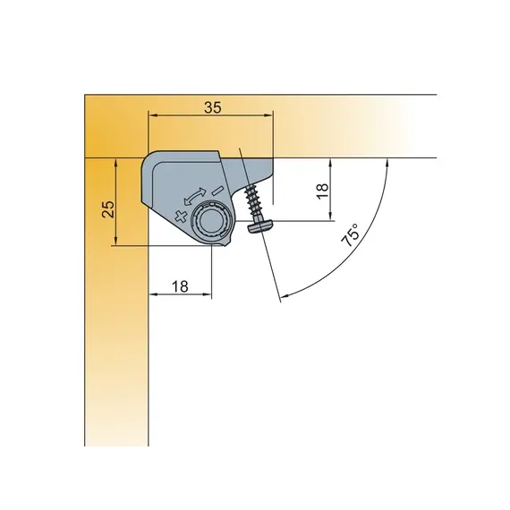 Демпфер мебельный угловой Glissando CR (белый) арт.972-0X19-350-00 Titus - 20