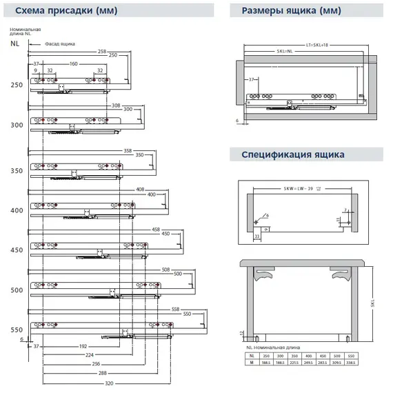 658-5830 Направляющие скрытого монтажа 3/4 открывание PushOpen установка замками 300 мм - 2