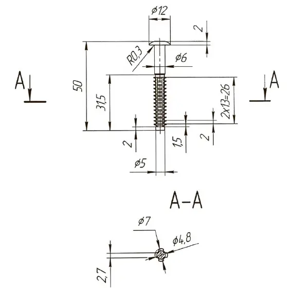 Пластиковый конфирмат 6х50 арт.NIC.PK.6X50 - 3