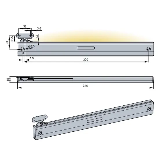 Доводчик Titus Slidix TB для шкафов с раздвижными дверьми 40 кг арт.975-9492-380 - 18