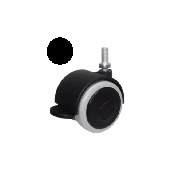 Опора колесная ОК 1 черная со штырем М8 с Торм м/х (ОКП51М/Х/Т)