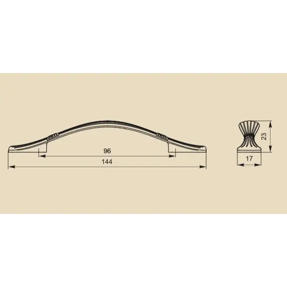 Ручка скоба для мебели Sagittario FS-135 096, 96 мм, золото прованс/1013 жемчужно- белый матовый (ТЗ). - 16
