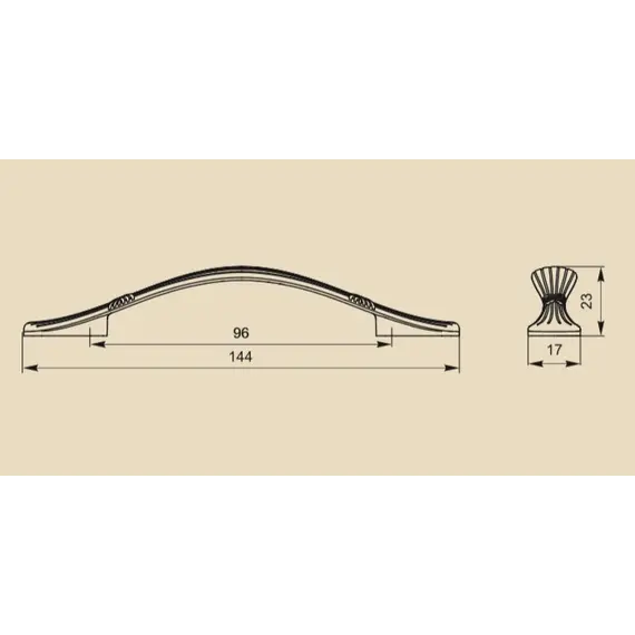 Ручка скоба для мебели Sagittario FS-135 096, 96 мм, серебро прованс/9003 белый матовый (ТЗ). - 16