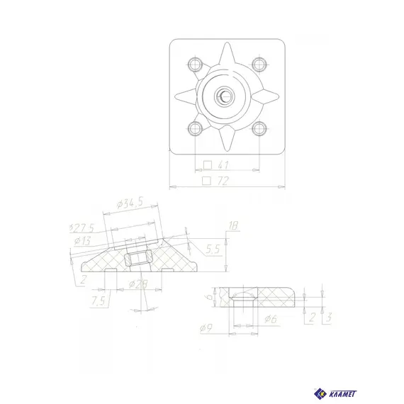 Крепеж табурета черный - 16