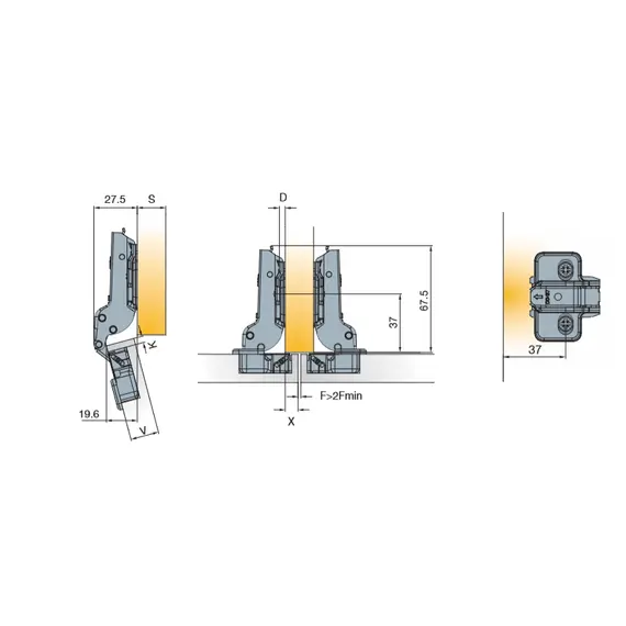 Петля мебельная Titus T-Type 90 градусов 110/48/9 мм. арт.702-0CL0-650-00 - 15
