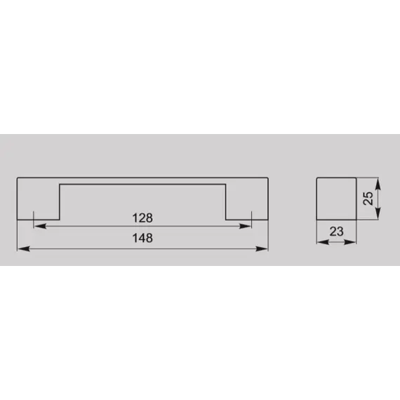 Ручка скоба для мебели Валмакс FS-043 128 St, 128 мм, сатин светлый. - 2