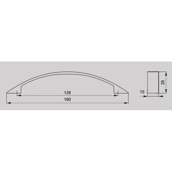 Ручка скоба для мебели Валмакс FS-051 128 Cr, 128 мм, хром матовый (ТЗ). - 2