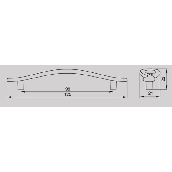 Ручка скоба для мебели Валмакс FS-188 096, 96 мм, серебро венецианское (ТЗ). - 2