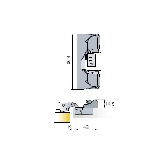 Доводчик мебельный Titus Glissando TL3 45N (демпфер) мягкого закрывания к петлям серии S-type 110, S-type plus 110 и B-type 110. Арт: 951-0D45-054-00 - 4