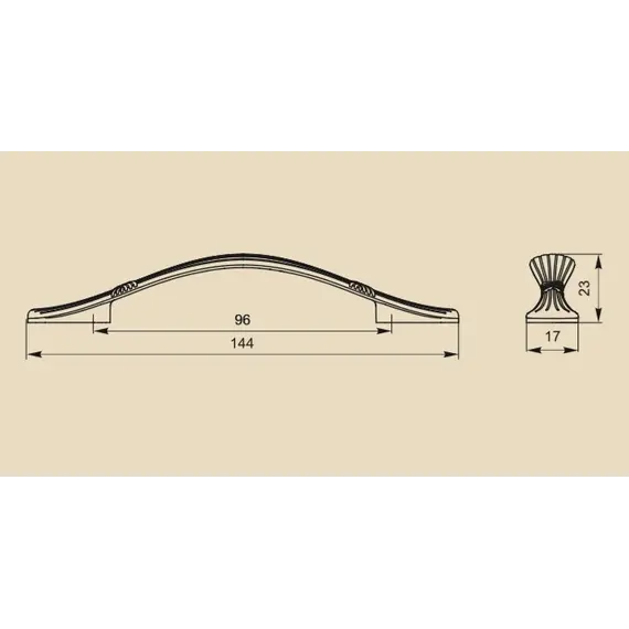 Ручка скоба для мебели Sagittario FS-135 096, 96 мм, золото (ТЗ). - 2