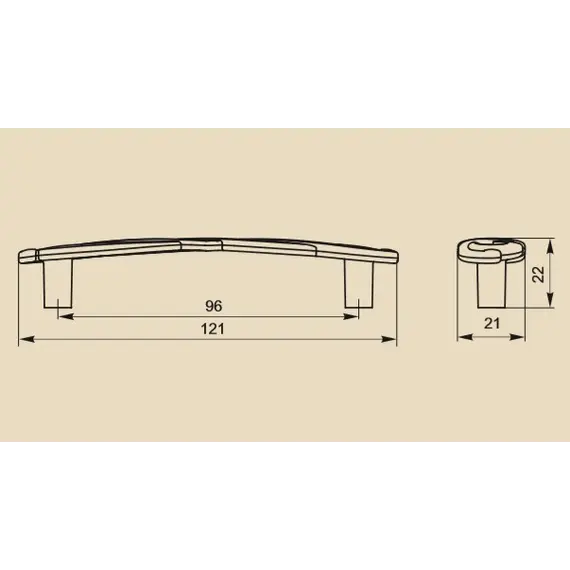 Ручка скоба для мебели Sagittario FS-140 096, 96 мм, бронза старая (ТЗ). - 2